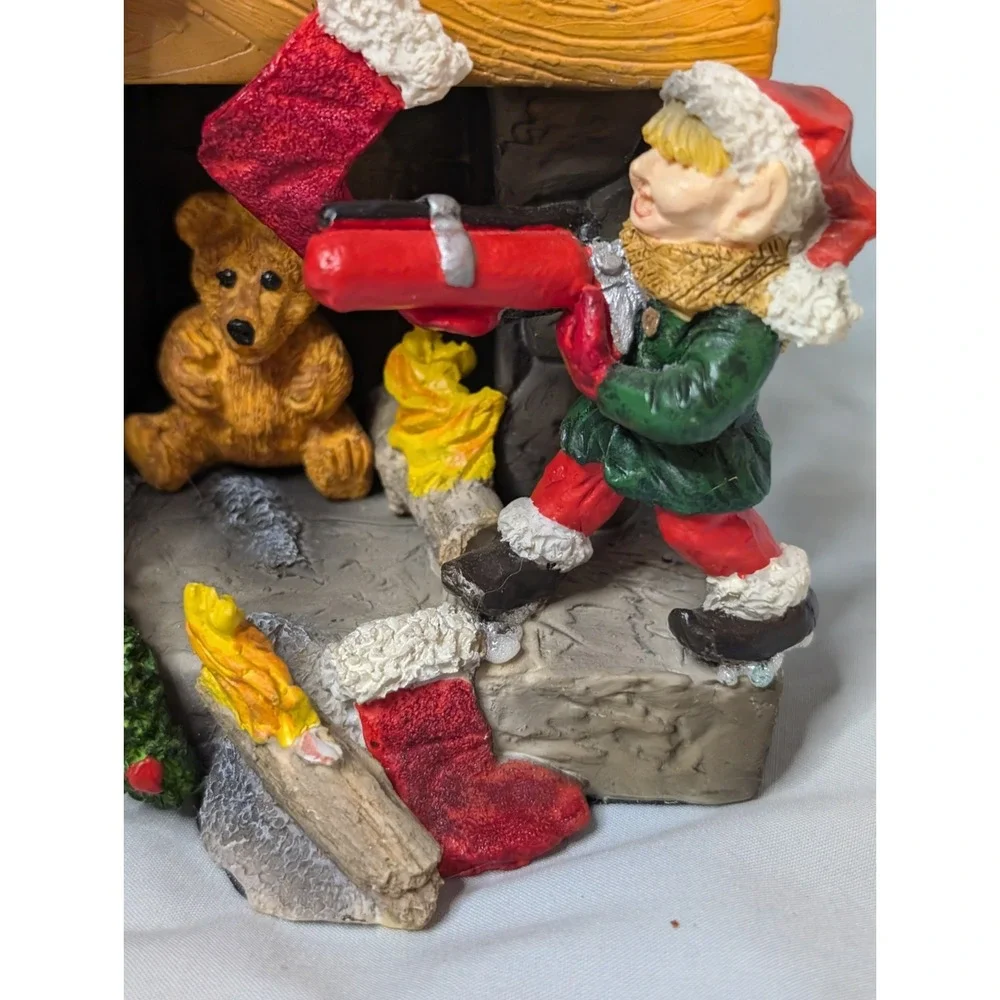 Santas Up In Flames Elves On Fireplace Figure Christmas Holiday‎ Figure